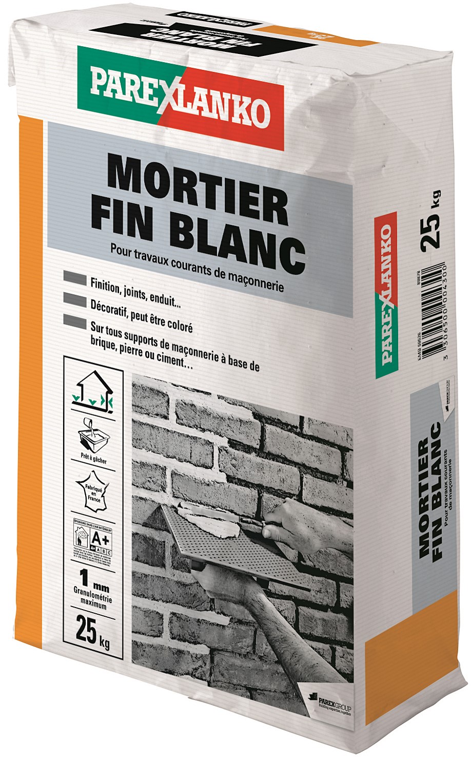 Mortier fin blanc 25kg - PAREXLANKO